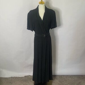 Vintage 90s Liz Claiborne polka dot maxi dress womens size 10 office swing dance